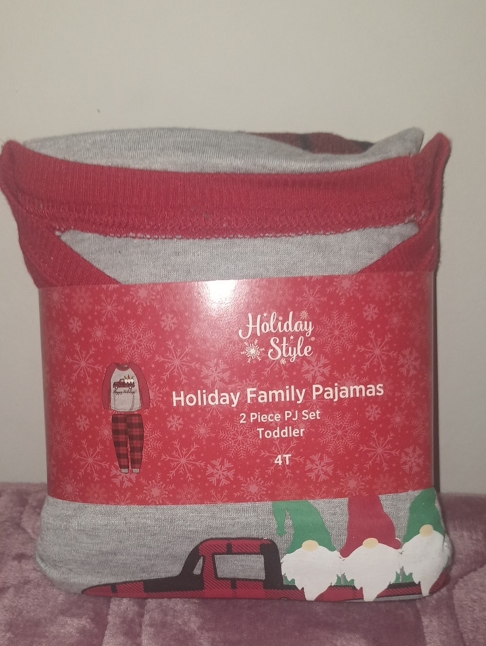 Toddler Family Pajamas - Red & Gray (4T)